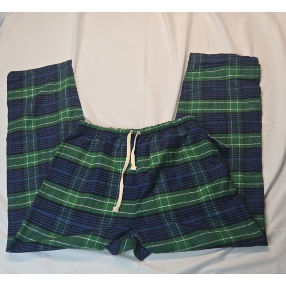 Northern Expedition Flannel Mens Plaid Pajama Pants L Green Blue Cabincore